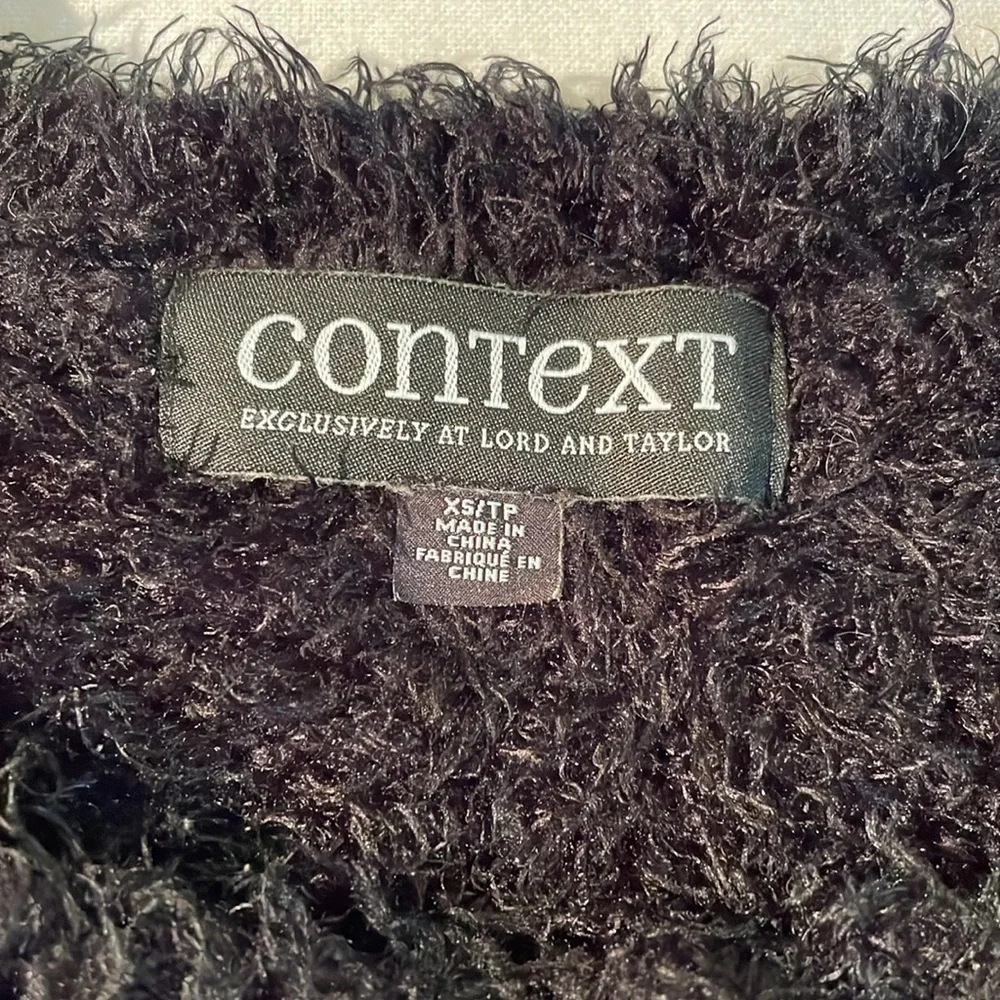 Context Lord & Taylor Fuzzy Sweater Pullover XS, Black & White, GC, - Picture 9 of 16